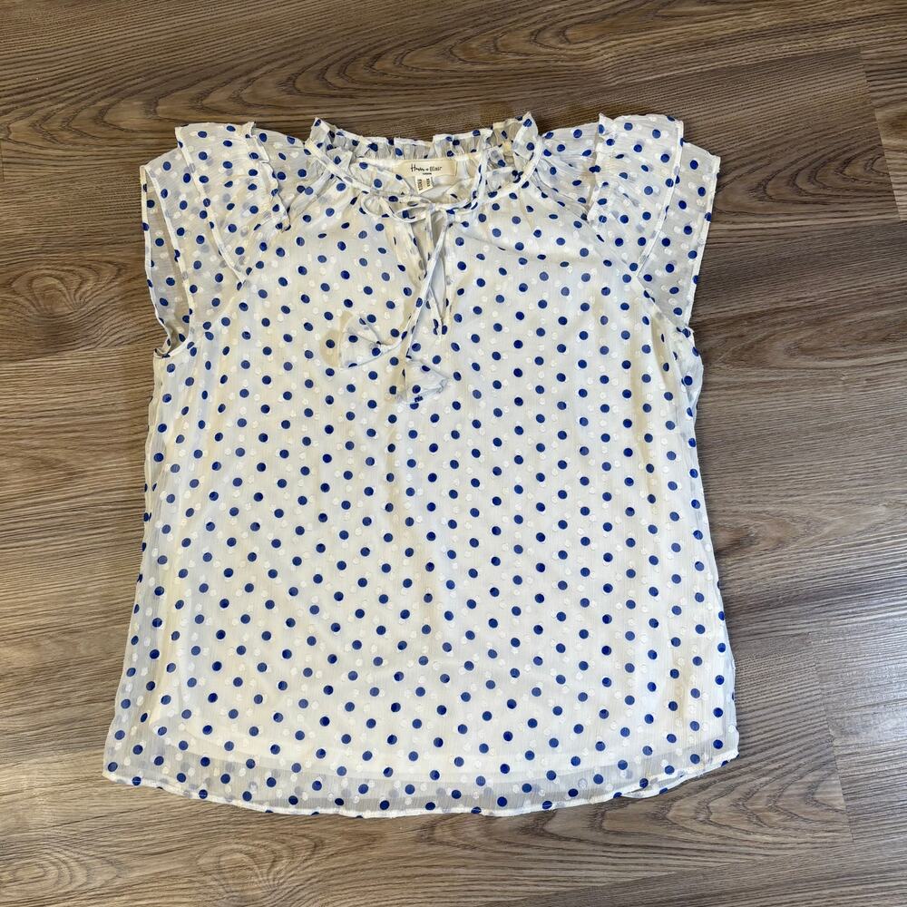 Haver + Blair London Polka Dot Ruffle Blouse Women’s M